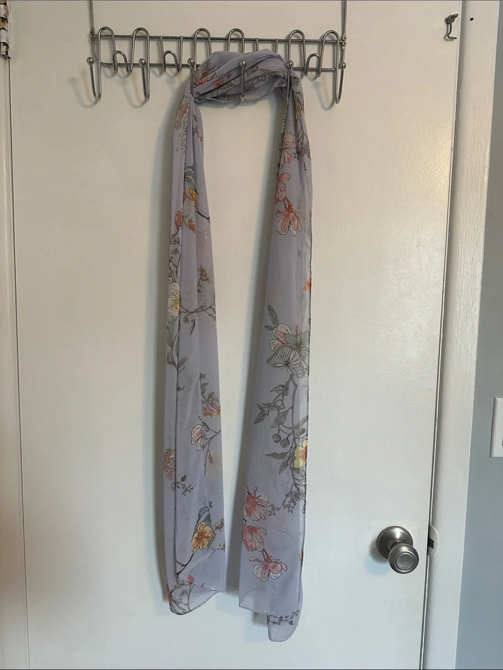 Light blue floralChiffon Scarf - Women's Accessory